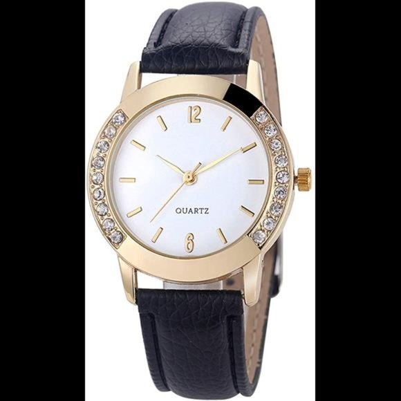 Women's Diamond Crystal Rhinestone Leather Quartz Wrist Watch